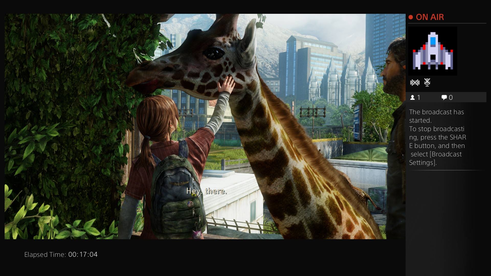 Ellie pets a giraffe in 'The Last of Us'