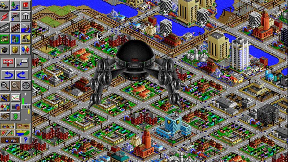 A UFO attacks a SimCity