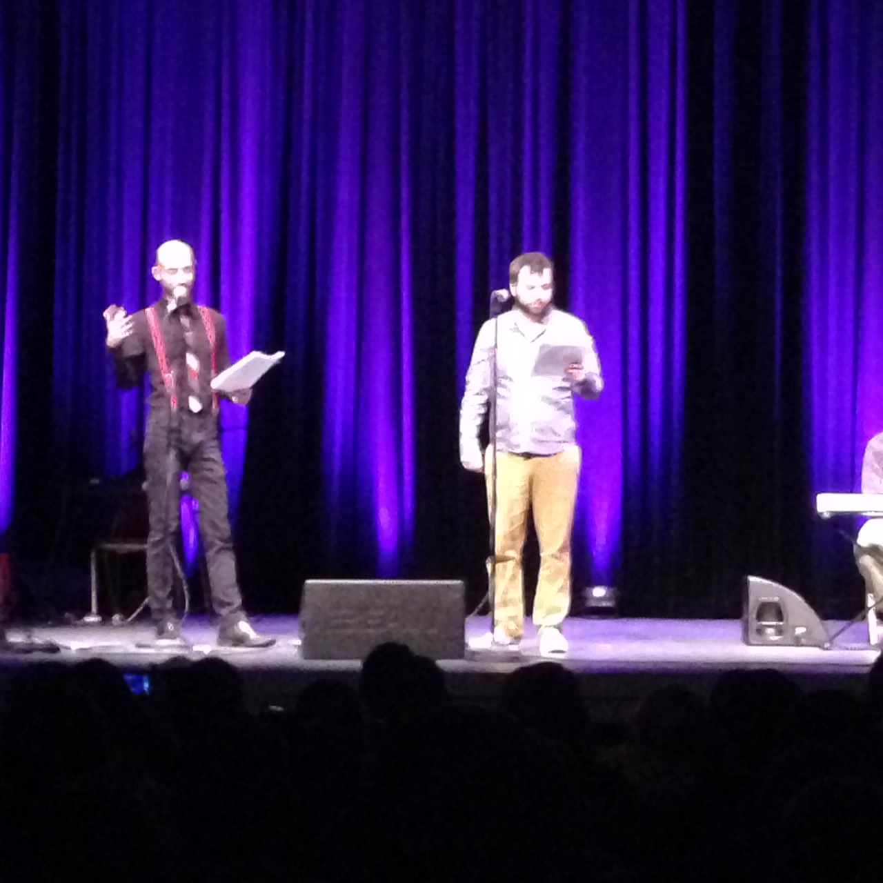 Cecil Baldwin and Joseph Fink on stage at the Bing Theater