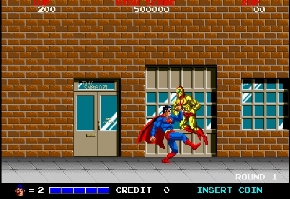 A screenshot of the Superman arcade game