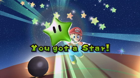 Capturing a green star in Super Mario Galaxy