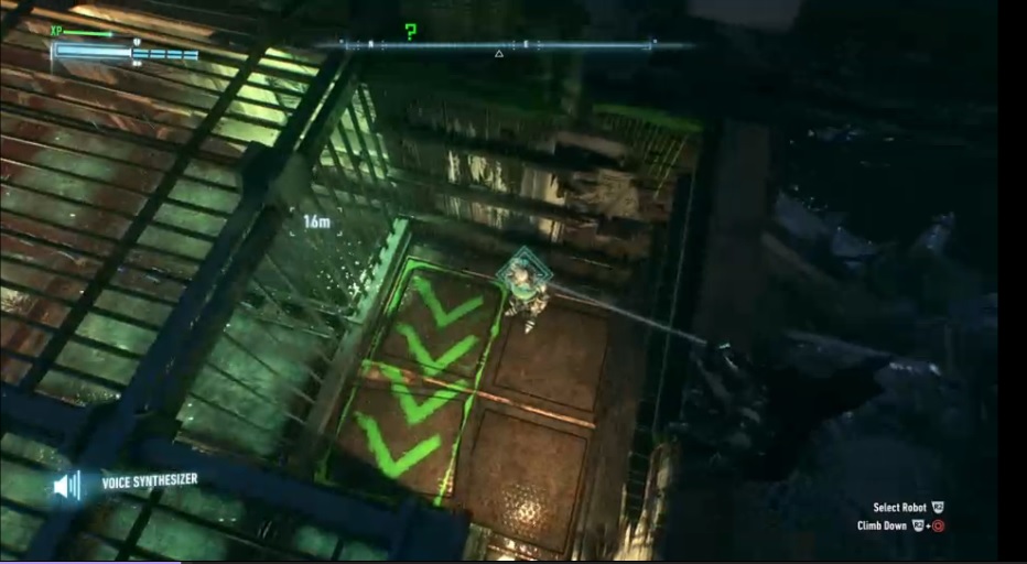An in-game screenshot of a Riddler trophy in "Arkham Knight"