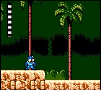 An in-game screenshot of Mega Man for the Sega Game Gear