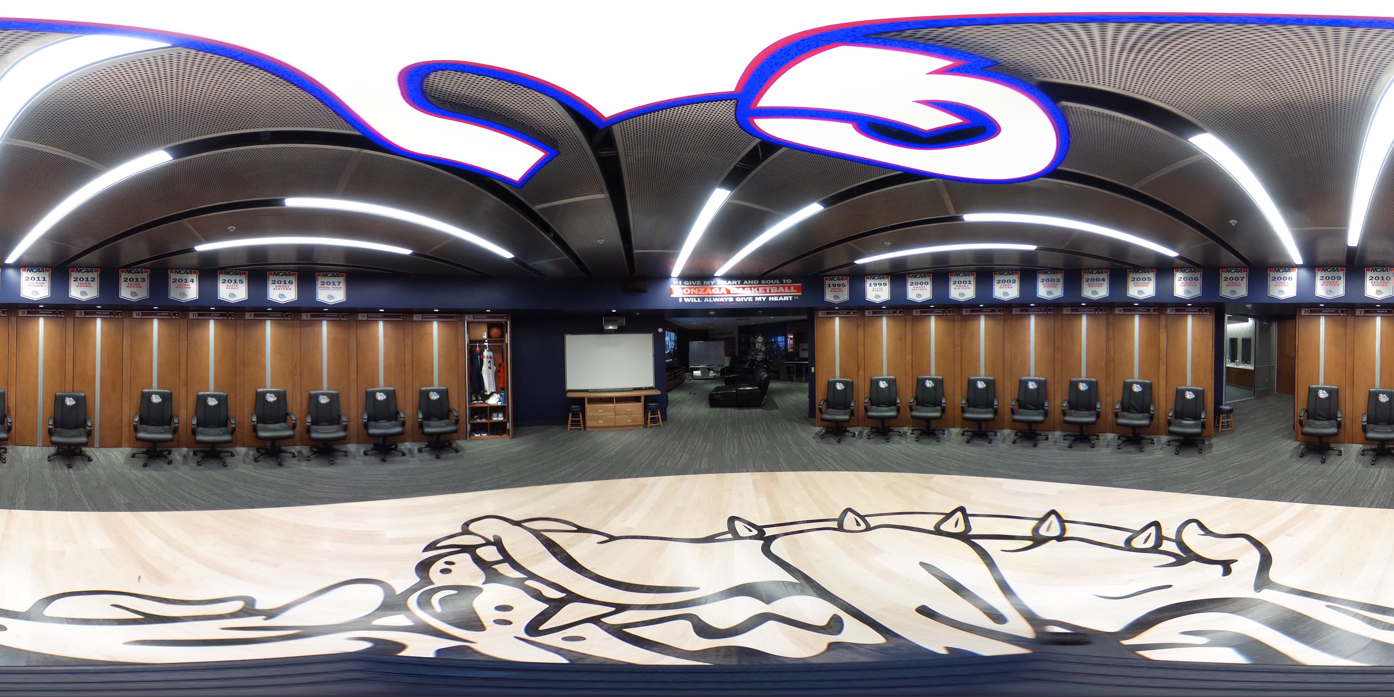 Gonzaga University men’s basketball locker room