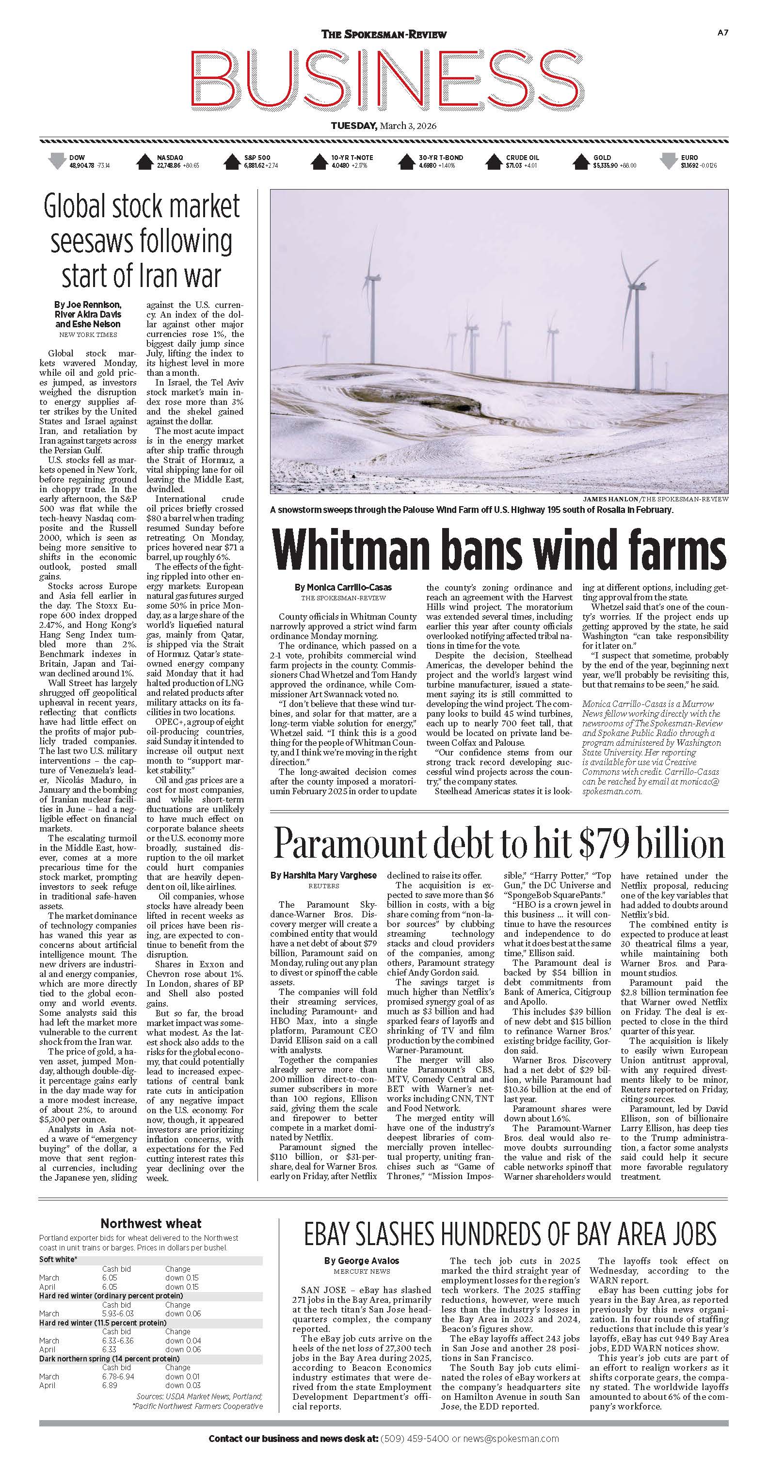 Frontpage for 2026-03-03
