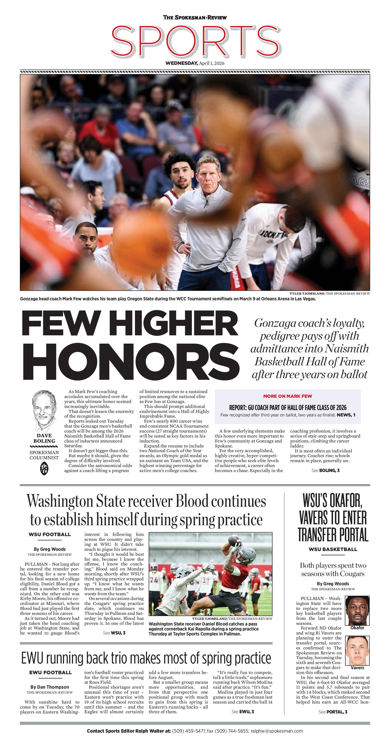 Frontpage for 2026-04-01