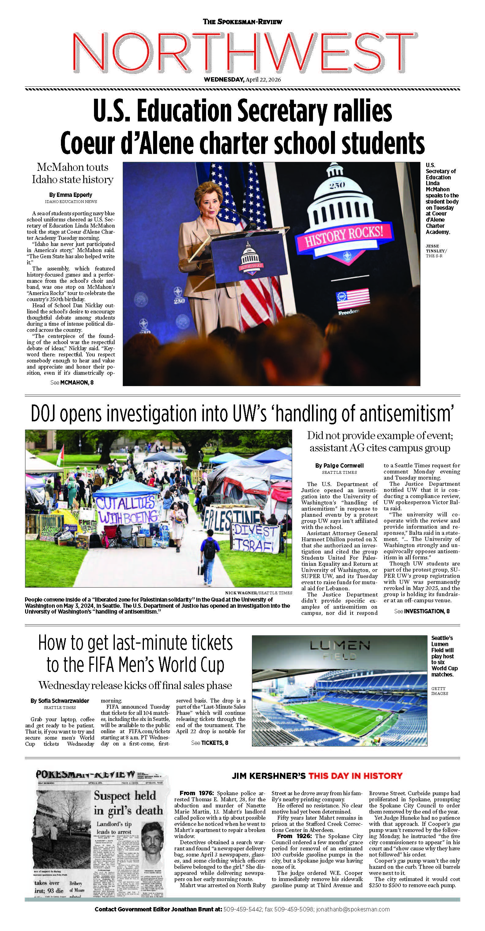 Frontpage for 2026-04-22