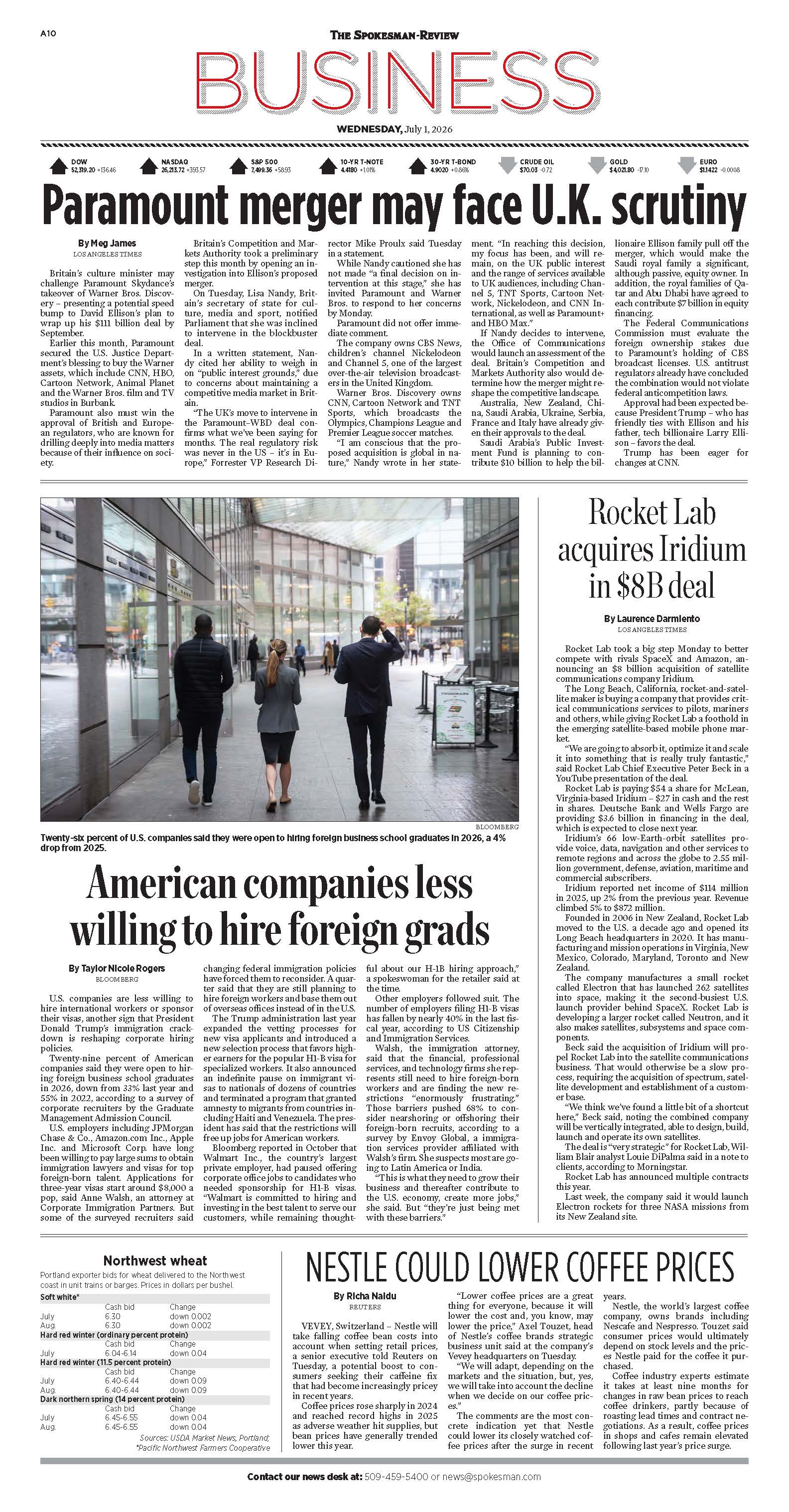 Frontpage for 2026-07-01