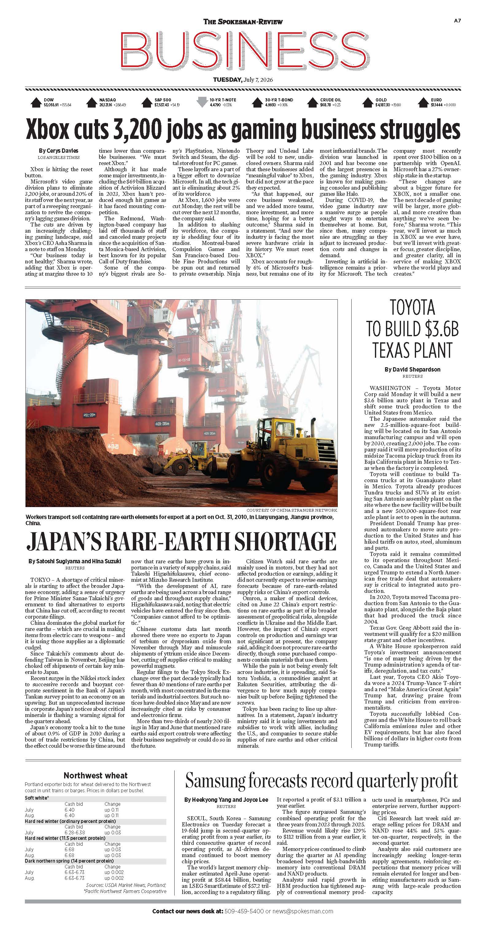Frontpage for 2026-07-07
