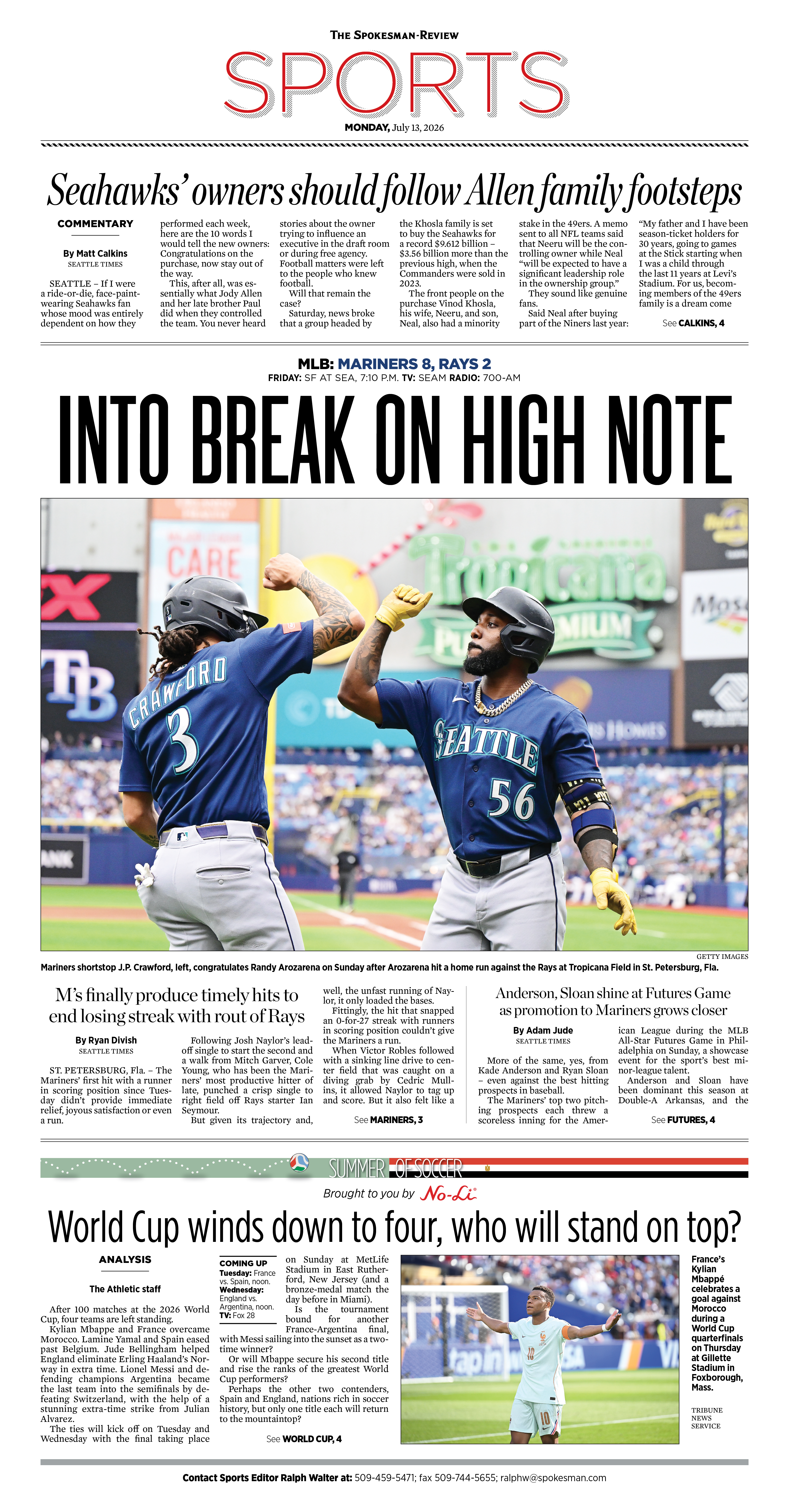 Frontpage for 2026-07-13