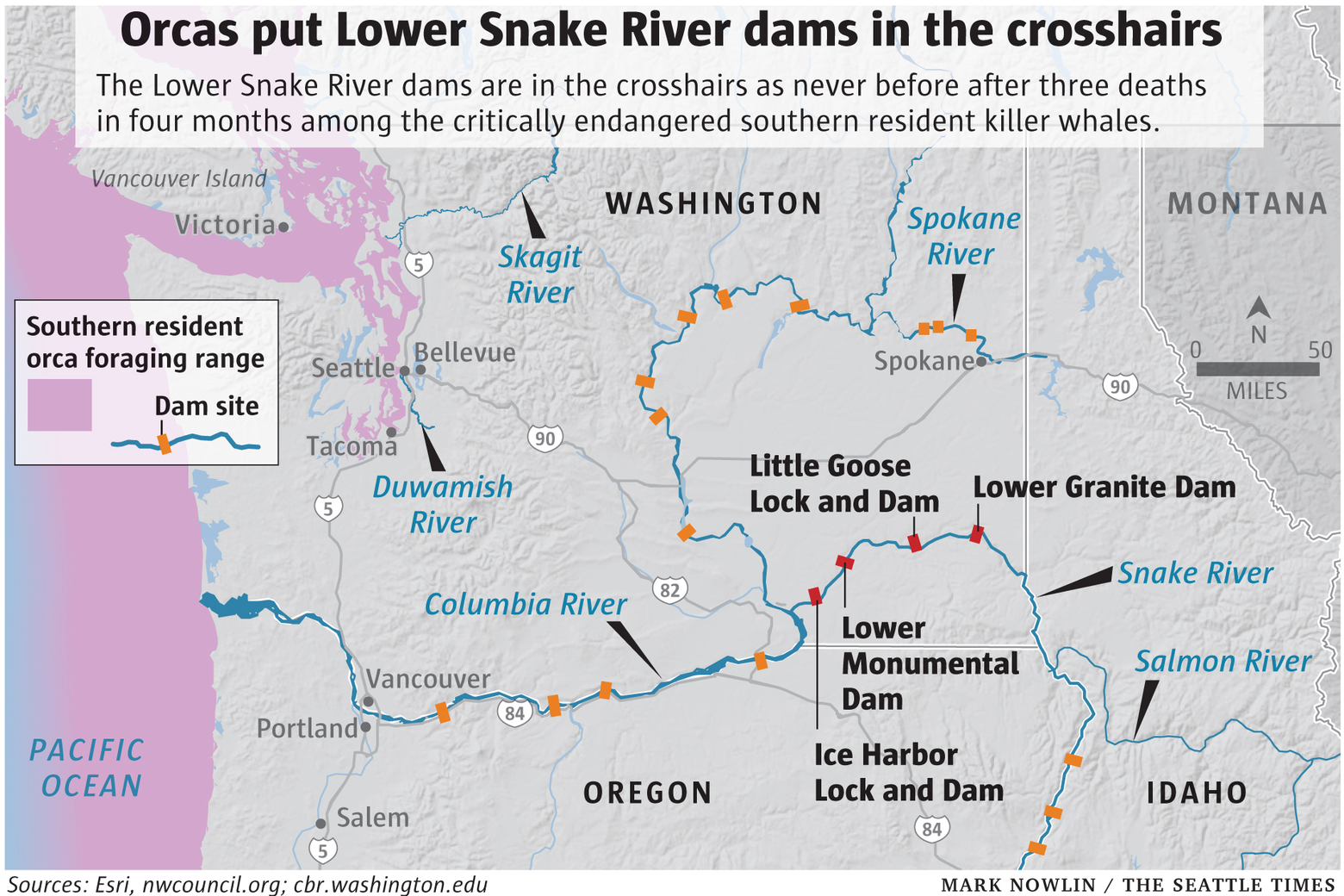 Snake River Dams Map - World Map