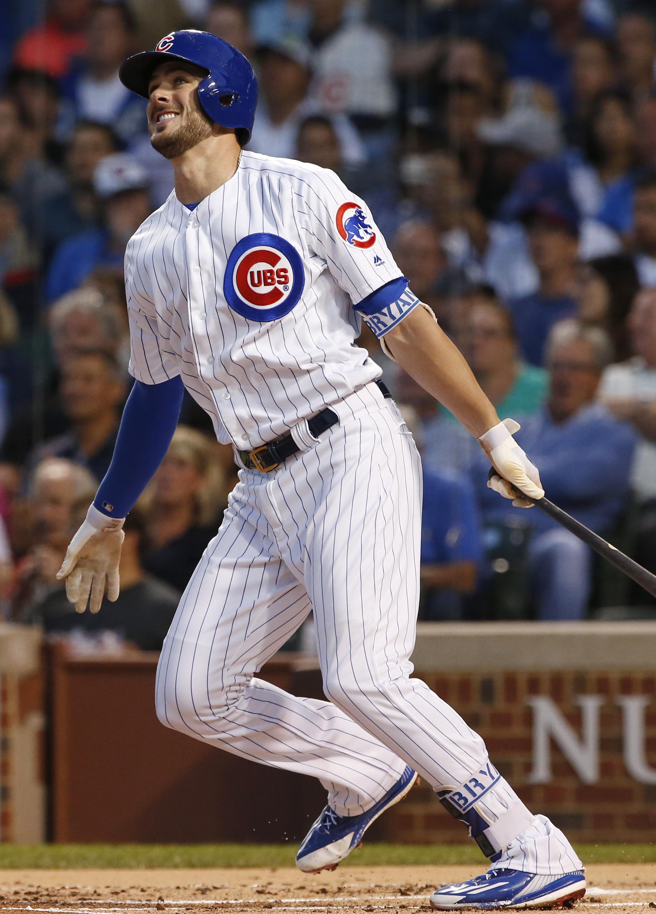 Kris Bryant of the Chicago Cubs looks on against the New York Mets