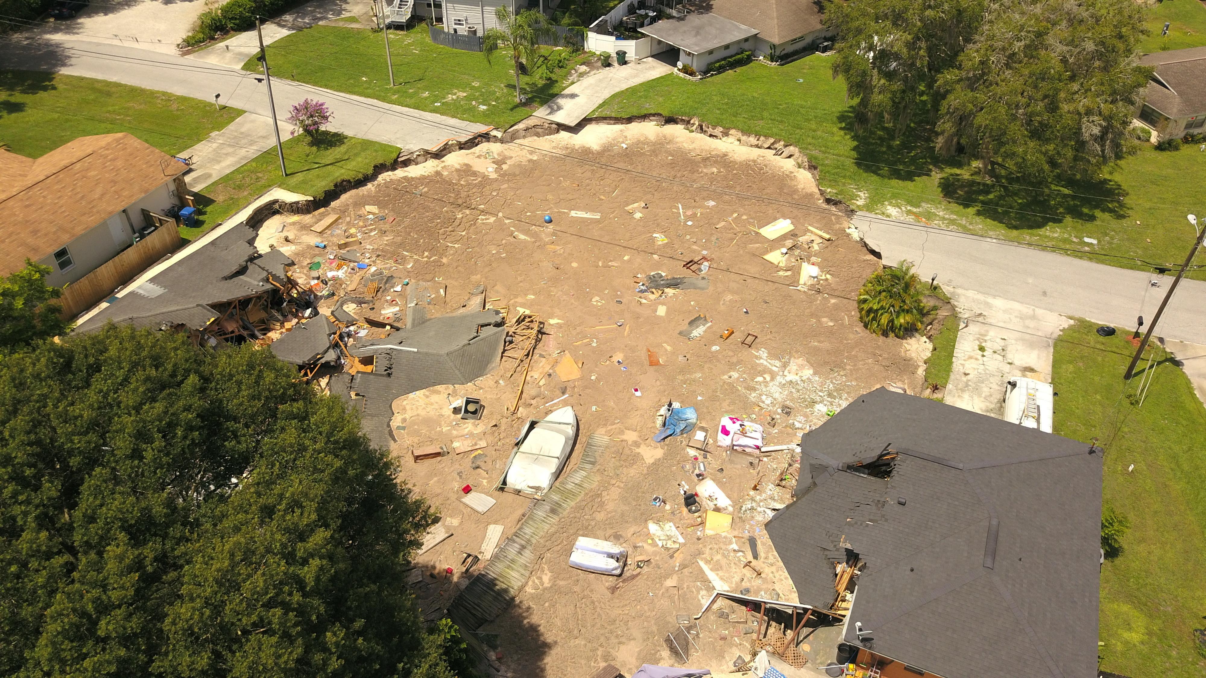 Sinkhole Stops Growing After Swallowing 2 Houses In Florida