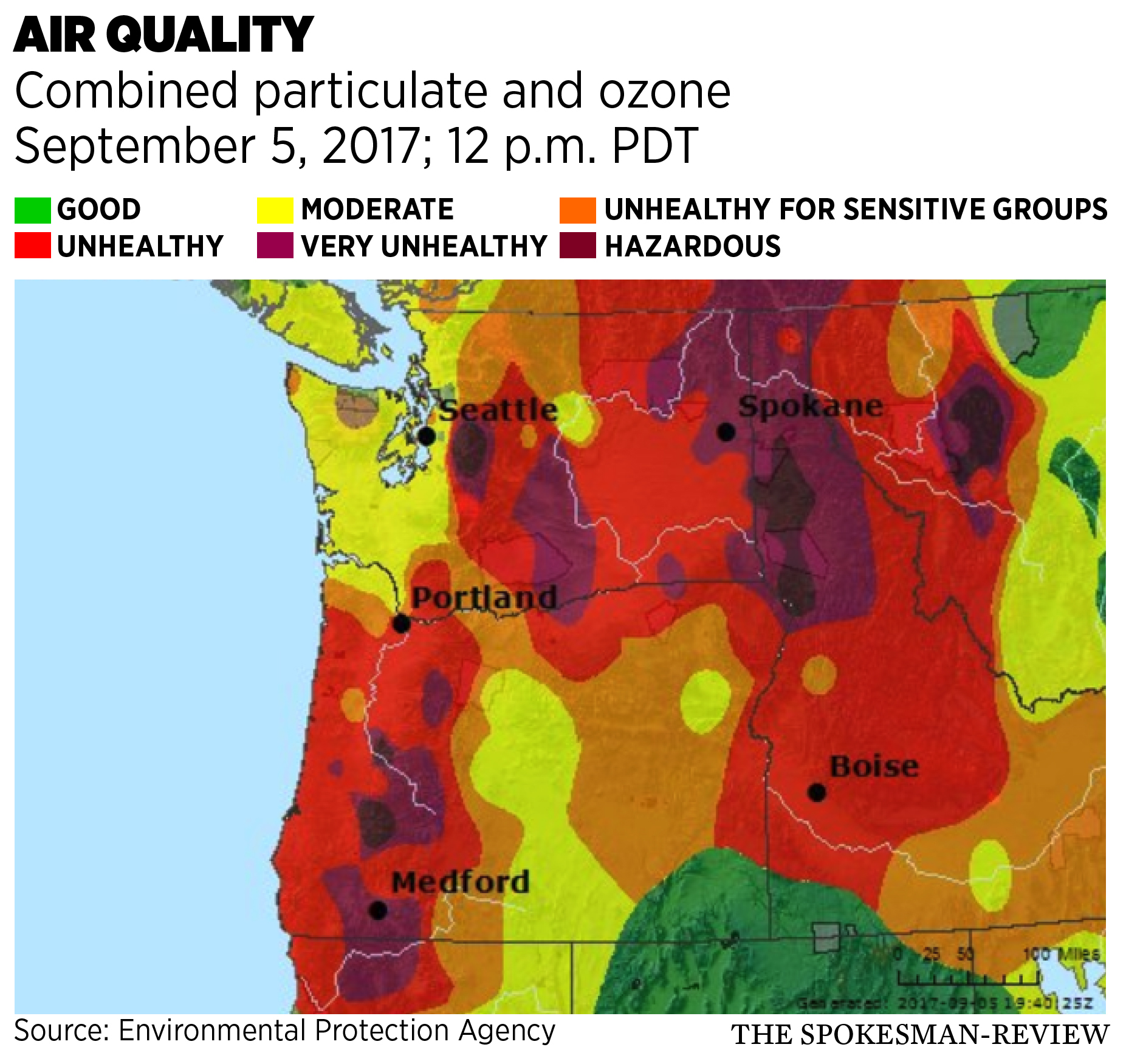 Tuesday Morning Air Quality Levels Remain Hazardous In Spokane