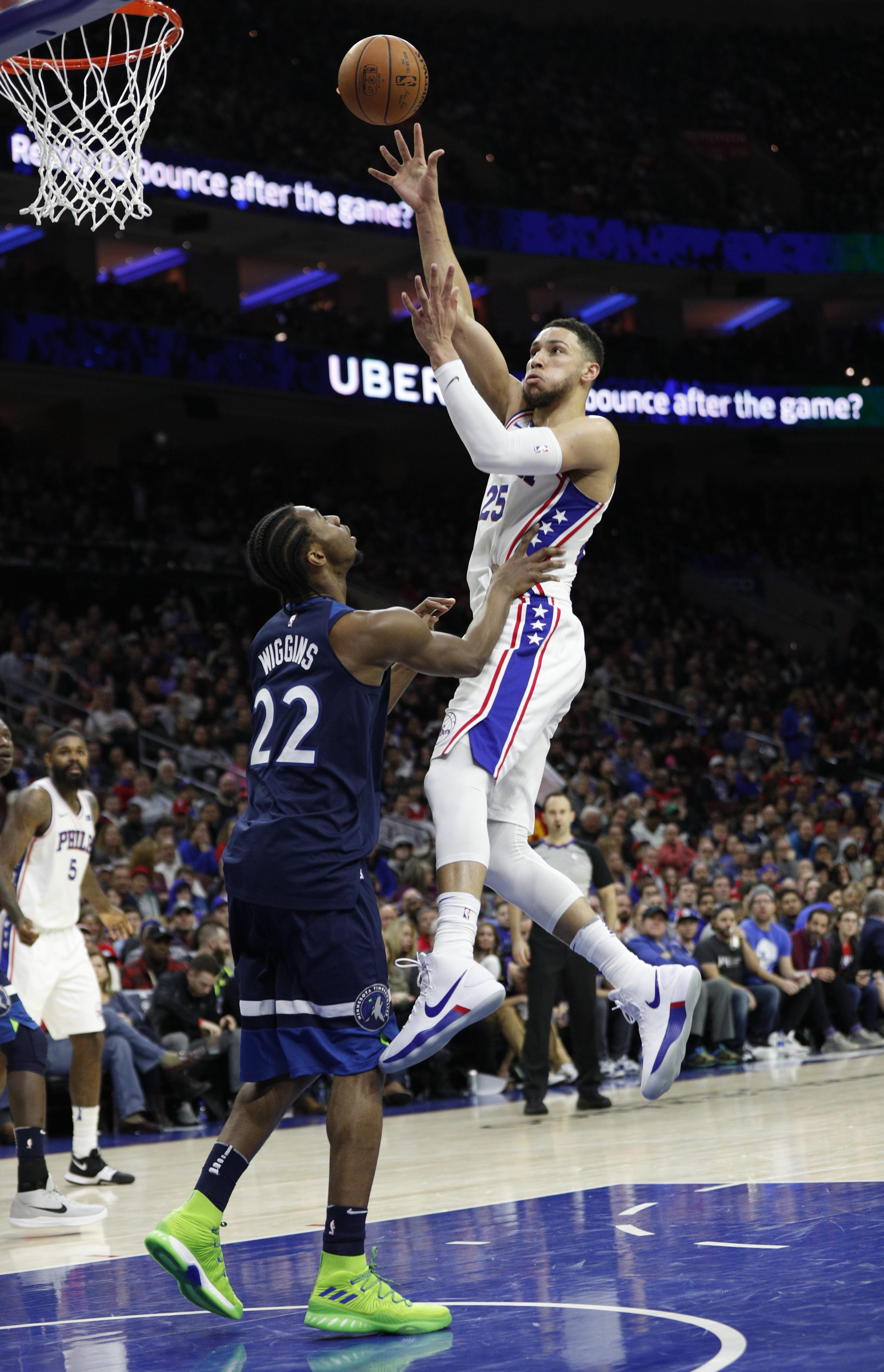 Ben Simmons has great reaction to Joel Embiid's missed windmill dunk