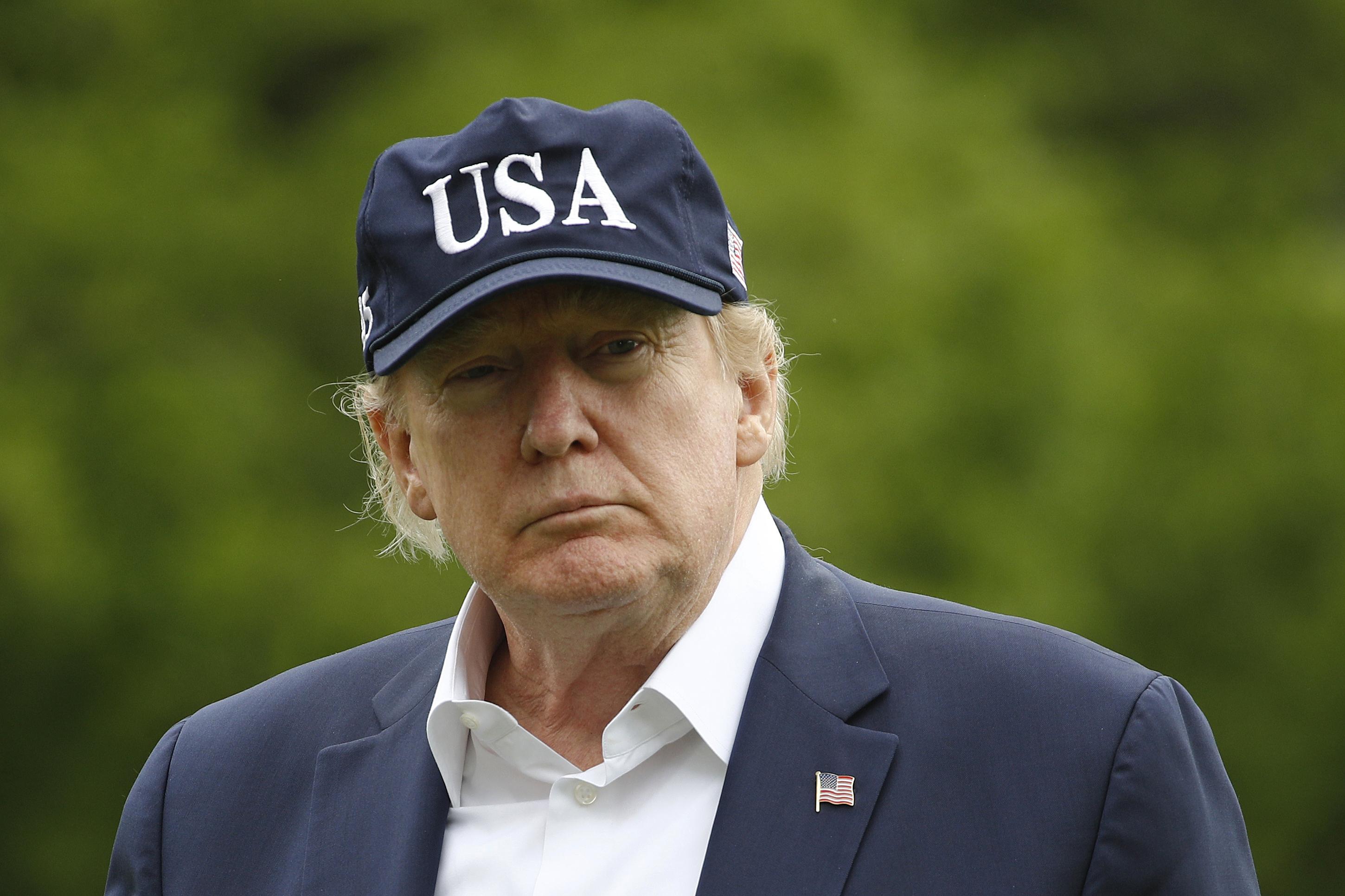 trump with hat on