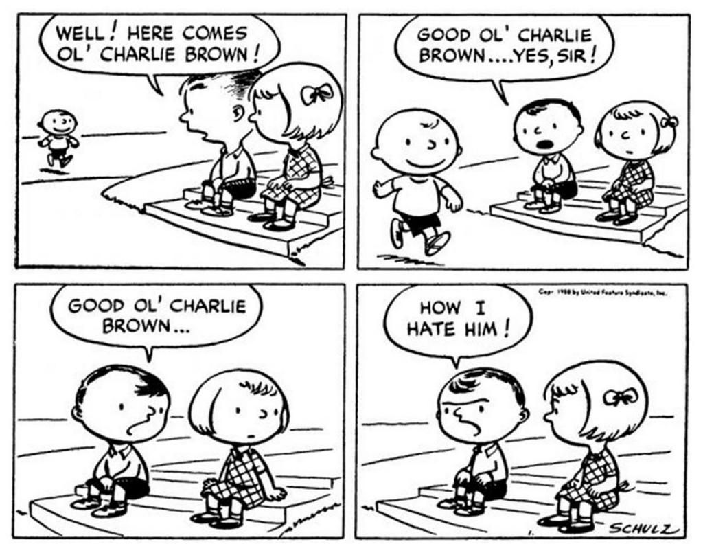 The first "Peanuts" daily comic strip from Oct. 2, 1950