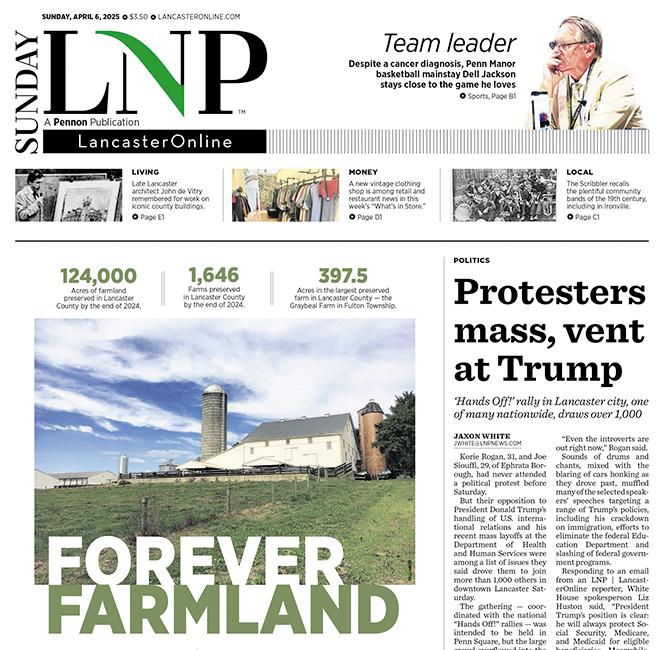 The front page of the LNP Lancaster Online from April 6, 2025