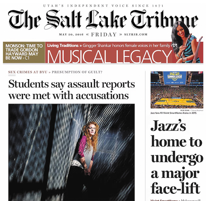The front page of the Salt Lake City Tribune from May 20, 2016