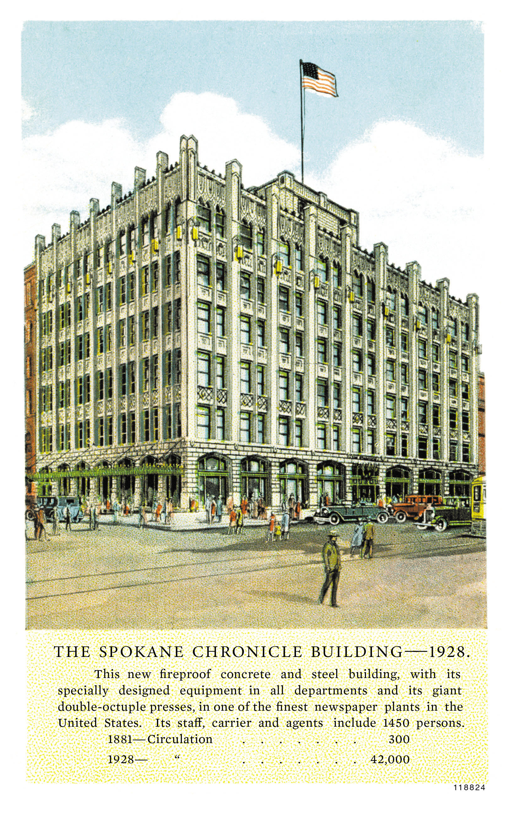 A 1928 postcard from the Spokane Chronicle building