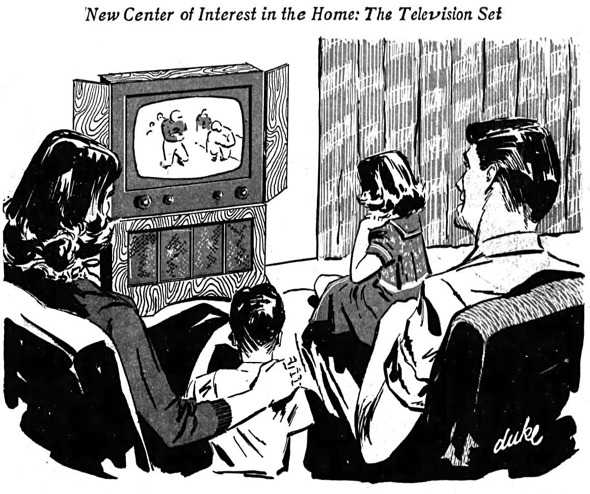 Illustration: "New Center of Interest in the Home: The Television Set", from a 1952 television section of the Spokesman-Review