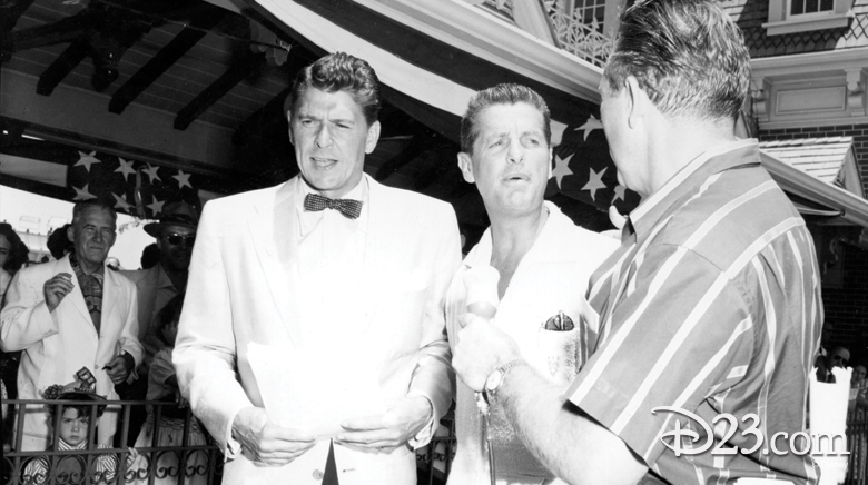 Disneyland kicked off its preview day with a 90-minute live TV special hosted by actors Ronald Reagan and Bob Cummings and TV host Art Linkletter.