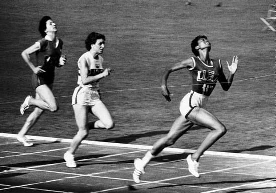 Rudolph wins her semifinal heat in world record time. Photo sourced from WikiMedia Commons.
