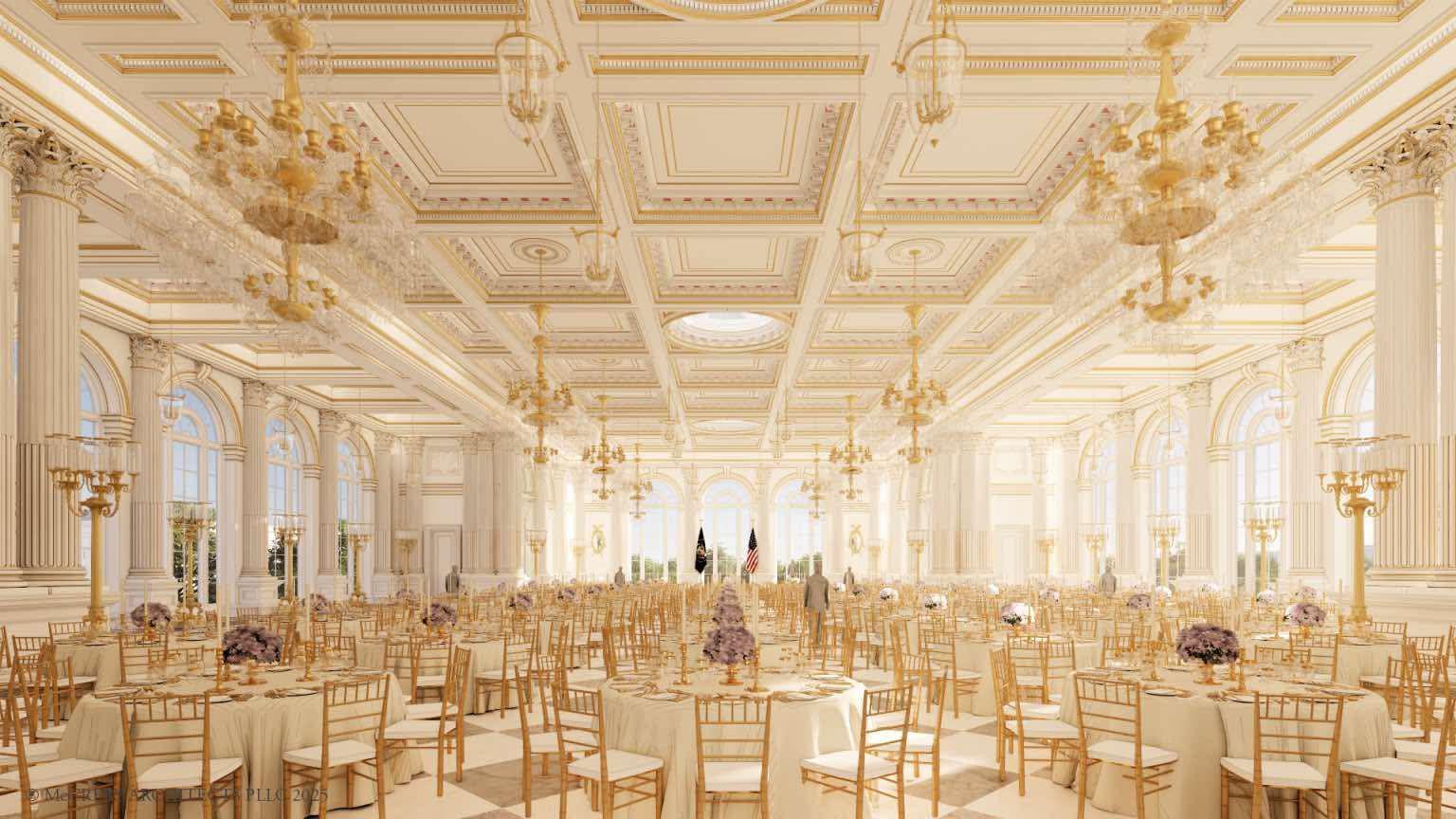 A rendering of the new ballroom provided by The White House.