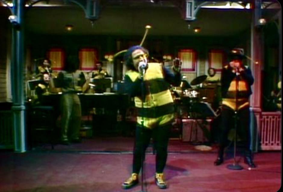 Jan. 17, 1976:
Singing “I’m a King Bee” with the entire SNL house band dressed as bees.
