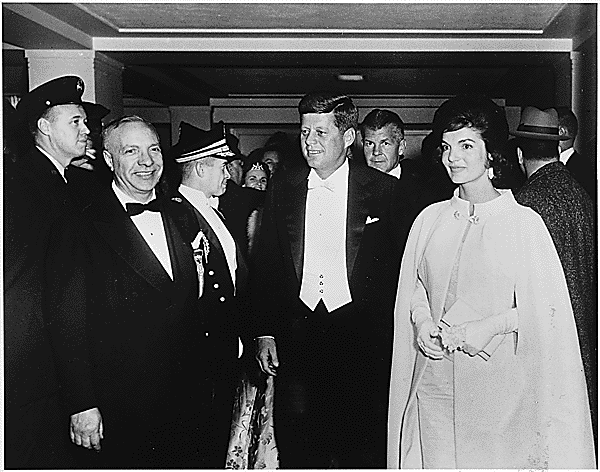 The Kennedys at the pre-inaugural ball, photo from the John F. Kennedy Presidential Library and Museum.
