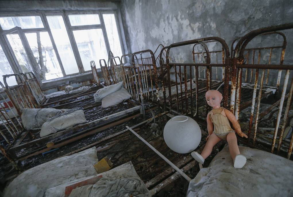 Radiation levels in the nearby city of Pripyat, Ukraine, are still ten times higher than normal. Vegetation and some animals have returned to the abandoned city. Photo from KPA.