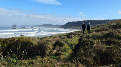 Hiking at Cape Blanco, Ore.,, just south of the Sixes River.